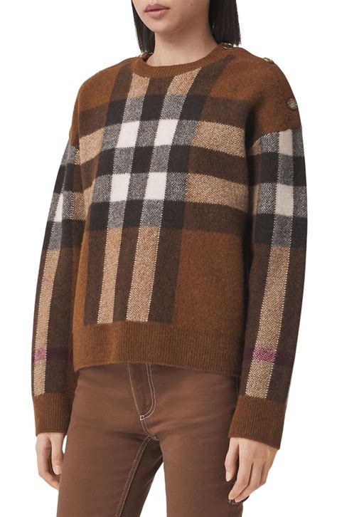 burberry v neck sweater|Check Wool Cashmere Cardigan in Birch brown .